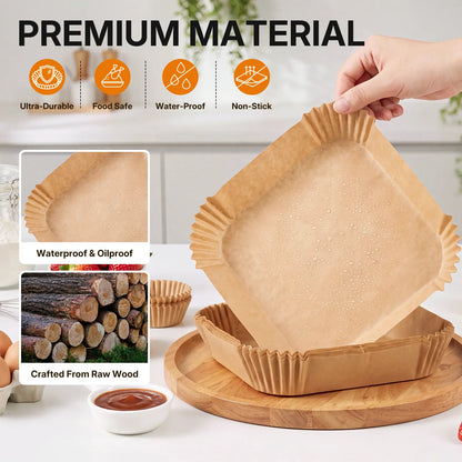 ROLOOF Air Fryer Paper Liners — 200 Pack, 6.7 Inch