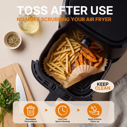 ROLOOF Air Fryer Paper Liners — 200 Pack, 6.7 Inch