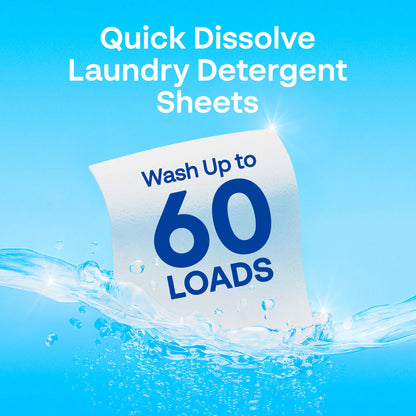 ROLOOF Laundry Detergent Sheets 60 Loads | Eco Liquidless Soap - Travel-Friendly for Hot & Cold Cycles, Tackles Tough Stains & Odors - Gentle on Skin