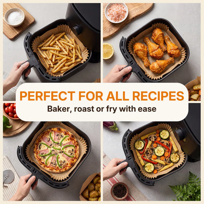 ROLOOF Air Fryer Paper Liners — 200 Pack, 6.7 Inch