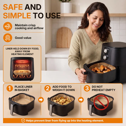 ROLOOF Air Fryer Paper Liners — 200 Pack, 6.7 Inch