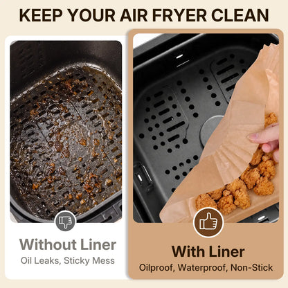 ROLOOF Air Fryer Paper Liners — 200 Pack, 6.7 Inch