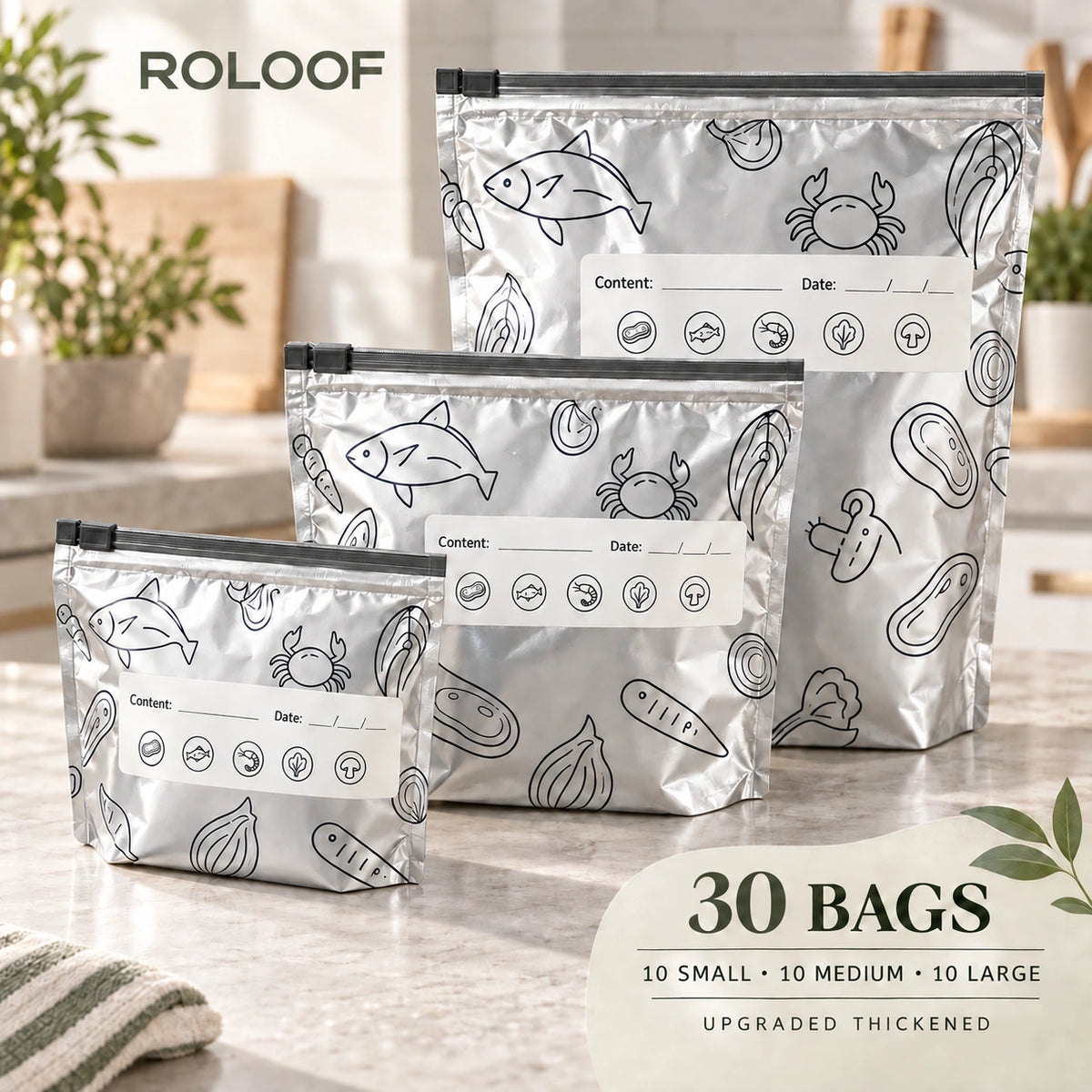 ROLOOF Upgraded Thickened Foil Storage Bags