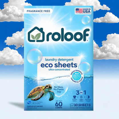ROLOOF Laundry Detergent Sheets 60 Loads | Eco Liquidless Soap - Travel-Friendly for Hot & Cold Cycles, Tackles Tough Stains & Odors - Gentle on Skin