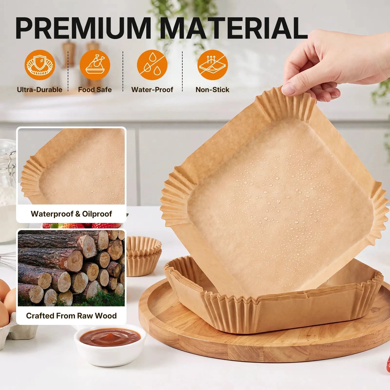 Parchment liner material and water-resistant surface