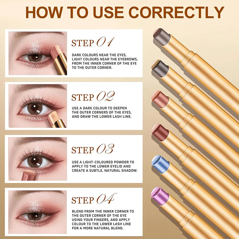 Four illustrated steps for using the eyeshadow stick