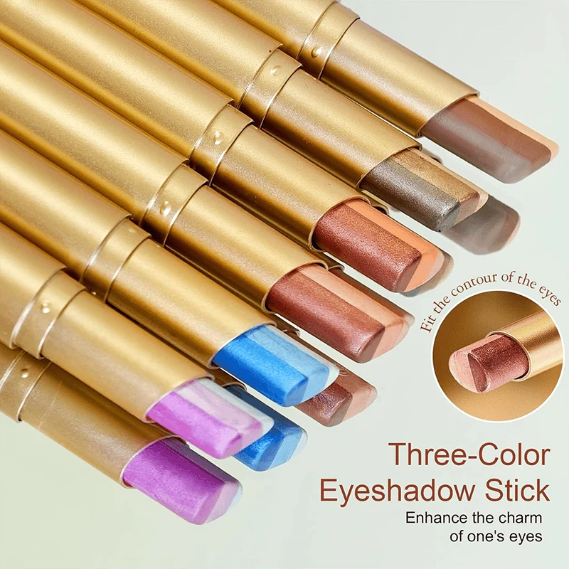 Close-up of the three-color eyeshadow stick