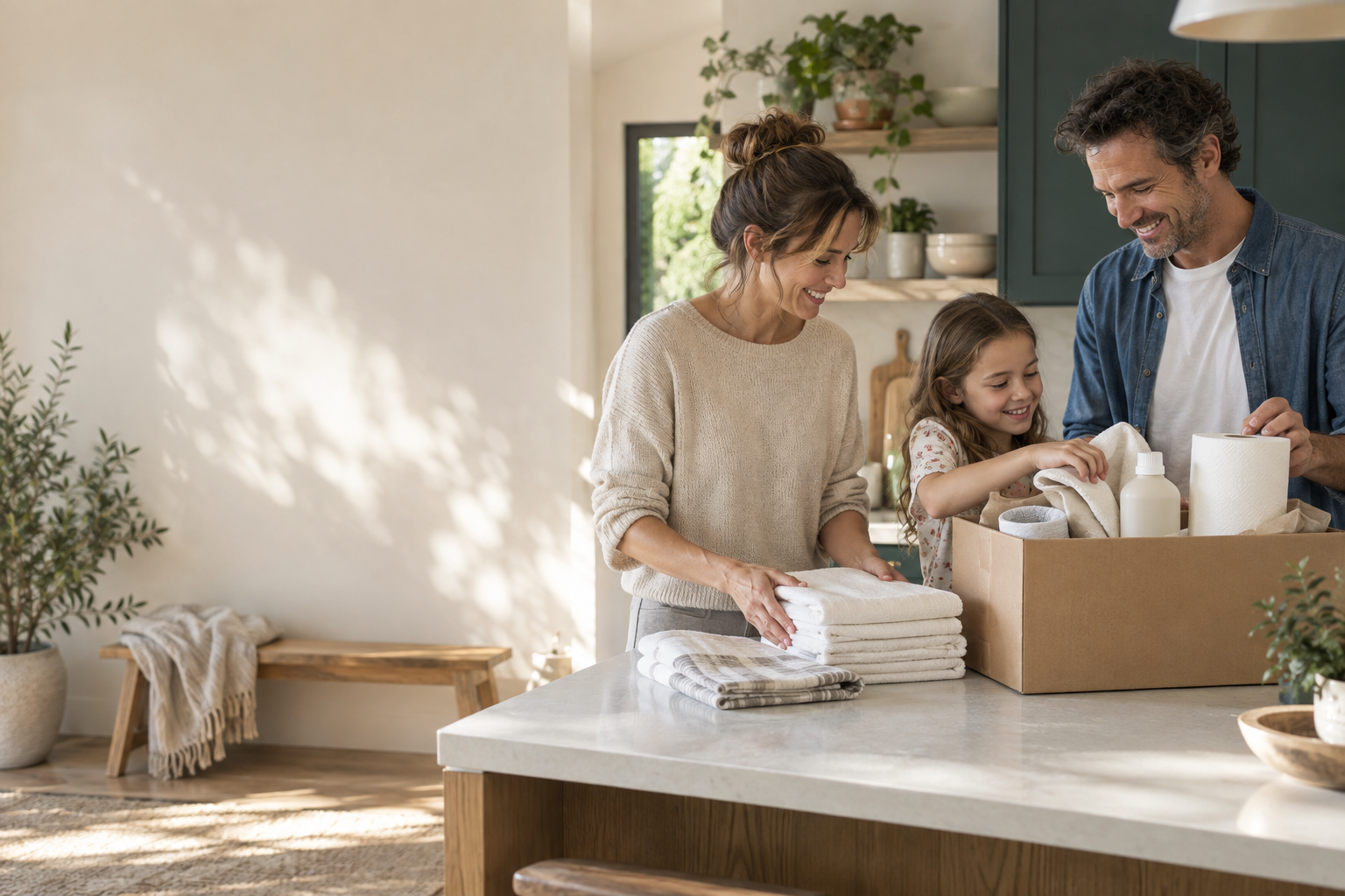 A family enjoying a thoughtful everyday routine at home